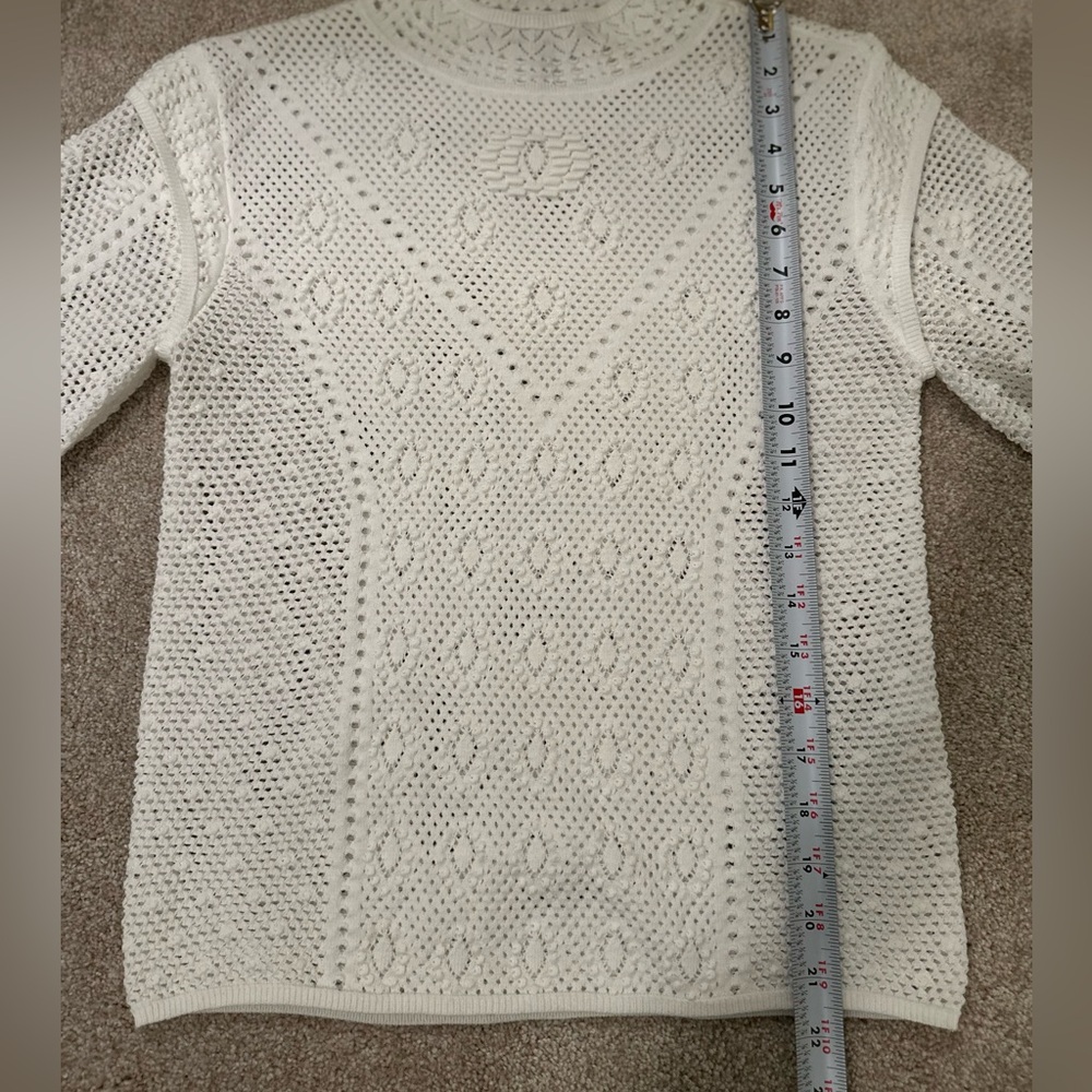 White House Black Market white Pointelle Pullover Size Small - Picture 9 of 13